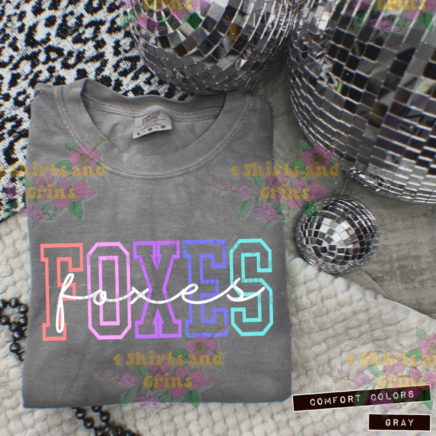 FOXES Rainbow Varsity Spirit Shirt – Youth & Adult Sizes – Comfort Colors® & Tultex Options – T-Shirt