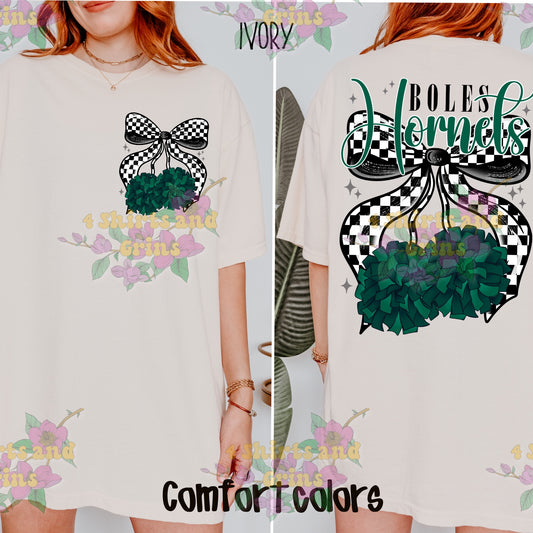 Boles Hornets Bow Cheer Sweatshirt | Comfort Colors Sand or Ash Grey | Spirit Wear Game Day Crewneck