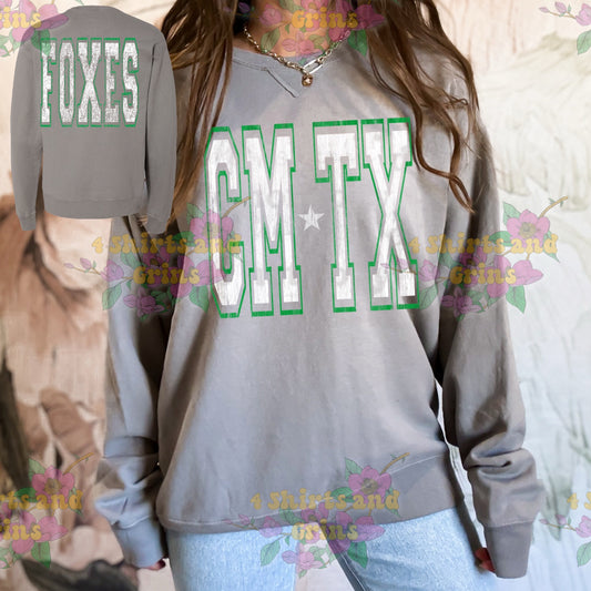 Caddo Mills Foxes Hanes Comfort Wash Sweatshirt – Distressed Vintage Spirit Crewneck