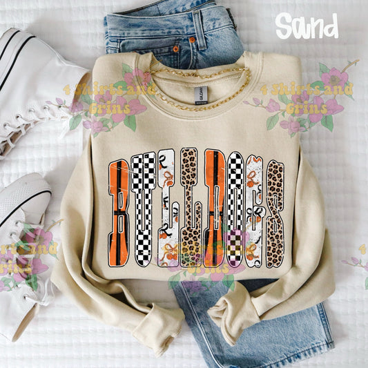 Bulldogs Basketball Retro Pattern Sweatshirt or Hoodie