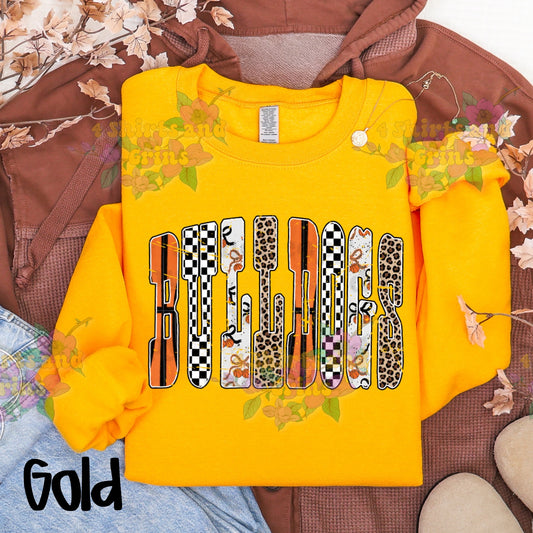 Bulldogs Basketball Retro Pattern Sweatshirt or Hoodie