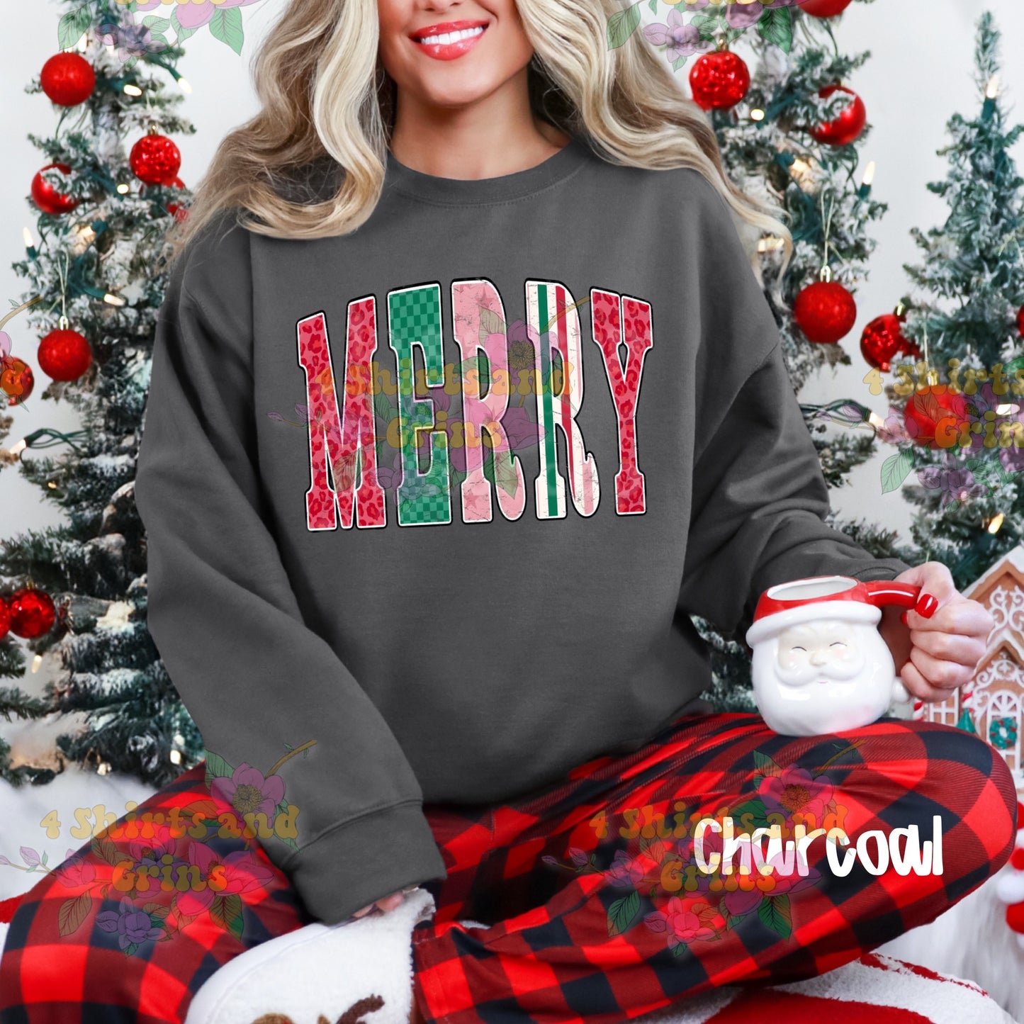 Merry Patch Pattern Christmas Shirt or Sweatshirt – Youth & Adult Sizes