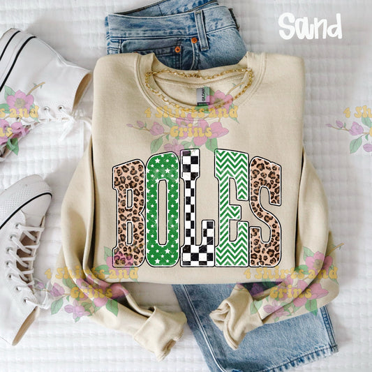 Boles Pattern Print Shirt | Youth & Adult | Custom Mascot Available | Comfort Colors & Gildan/Port & Co Options