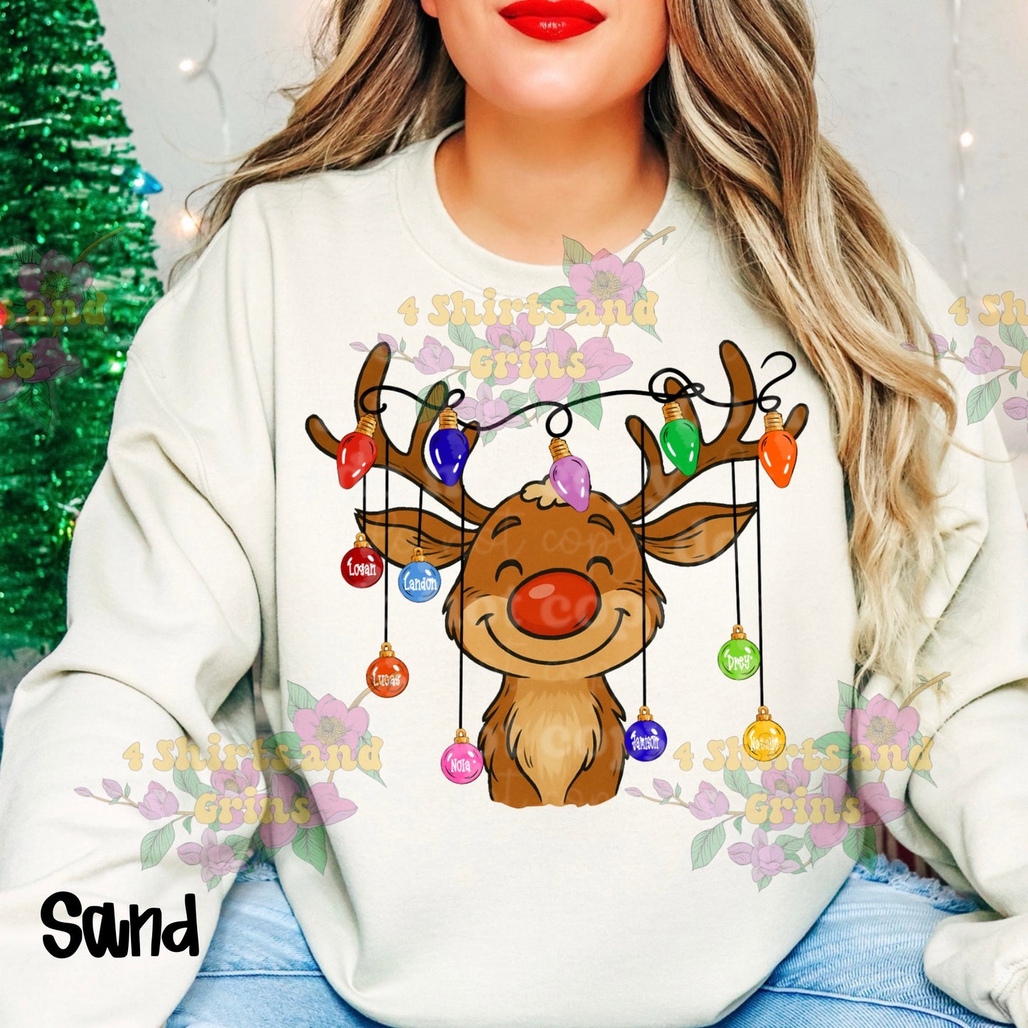 Custom Reindeer Lights Family Sweatshirt