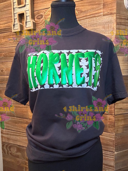✨Custom Bold Mascot Tee – Metallic Puff & Stars | Comfort Colors® | Your Word, Your Way✨