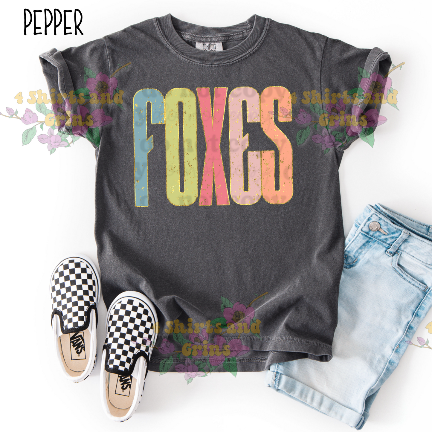 FOXES Pastel Block Letter Shirt | Comfort Colors Tee or Long Sleeve | Sweatshirt Options