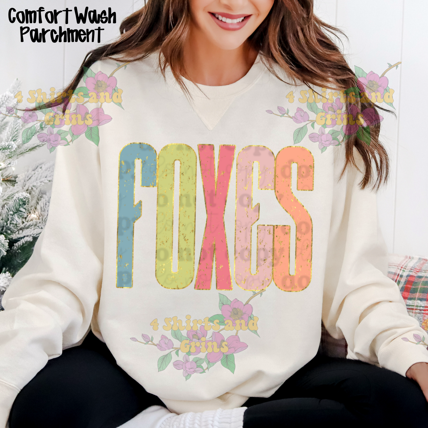 FOXES Pastel Block Letter Shirt | Comfort Colors Tee or Long Sleeve | Sweatshirt Options