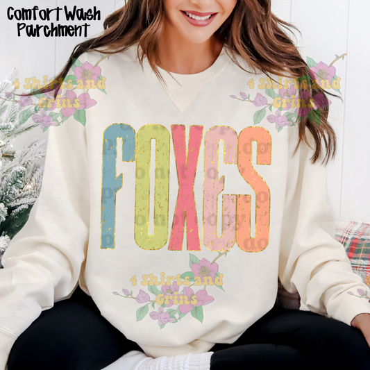 FOXES Pastel Block Letter Shirt | Comfort Colors Tee or Long Sleeve | Sweatshirt Options