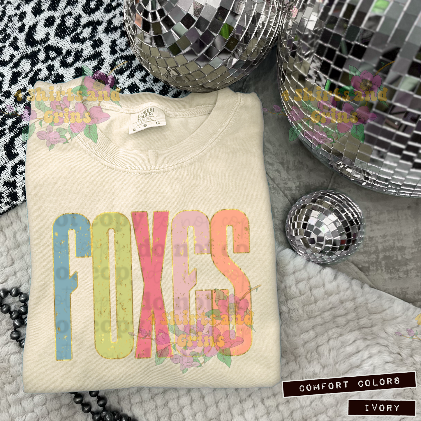 FOXES Pastel Block Letter Shirt | Comfort Colors Tee or Long Sleeve | Sweatshirt Options