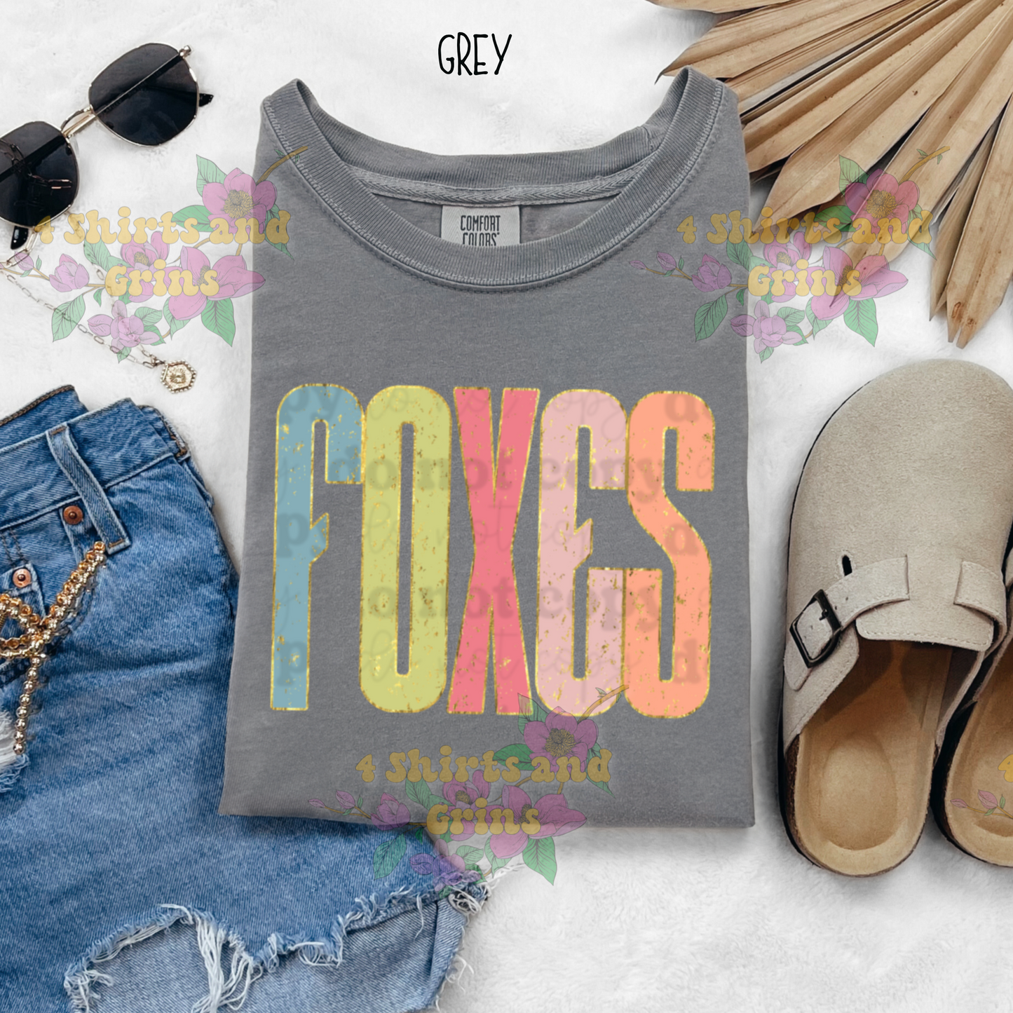 FOXES Pastel Block Letter Shirt | Comfort Colors Tee or Long Sleeve | Sweatshirt Options