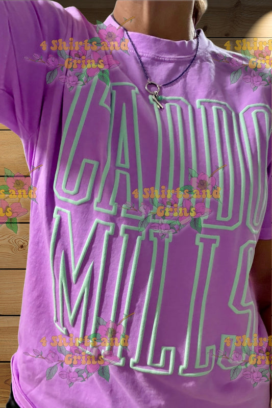 Custom Varsity Tall Outline Puff Vinyl Shirt – Comfort Colors® – Choose Your Wording & Puff Color (Regular or Metallic)