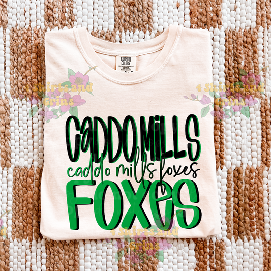 Caddo Mills Foxes Comfort Colors Spirit Tee – Ivory or Grey