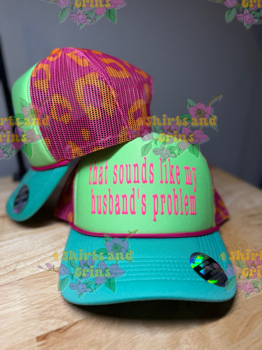 Custom Neon Leopard Trucker Hat | Passenger Princess / Passenger Problem Cap | Puff Vinyl Ponytail Hat | Summer Mesh Snapback