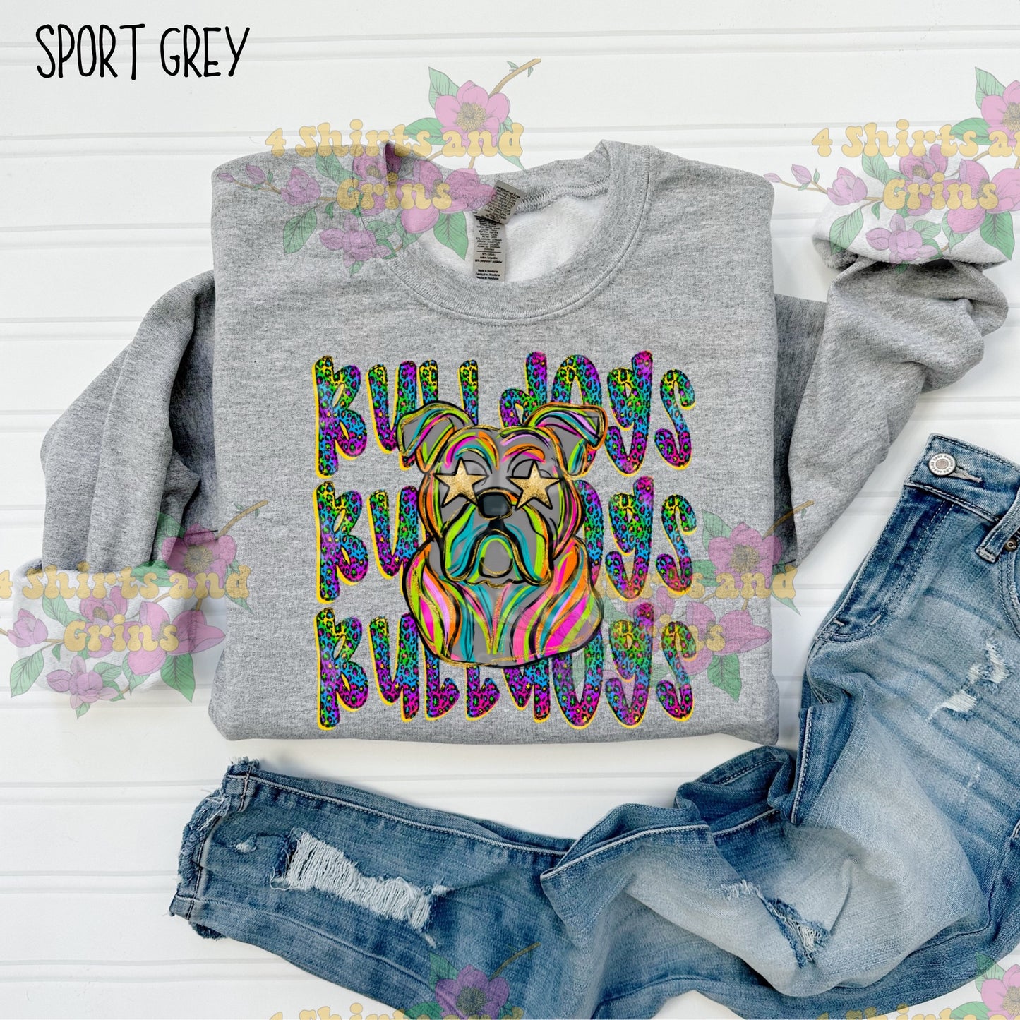 Colorful Bulldogs Spirit Shirt or Sweatshirt | Comfort Colors Tee or Gildan Crewneck