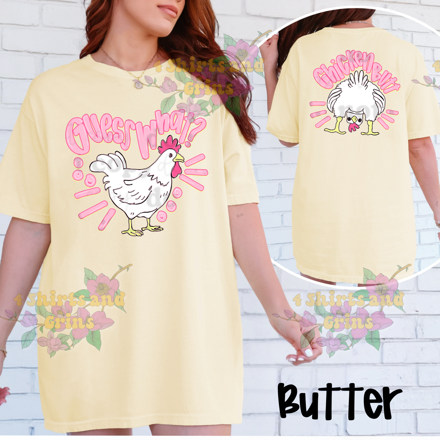 Funny Chicken Butt Shirt | Guess What Tee | Kids & Adult Graphic Tee | Comfort Colors Shirt | Matching Sibling Outfit