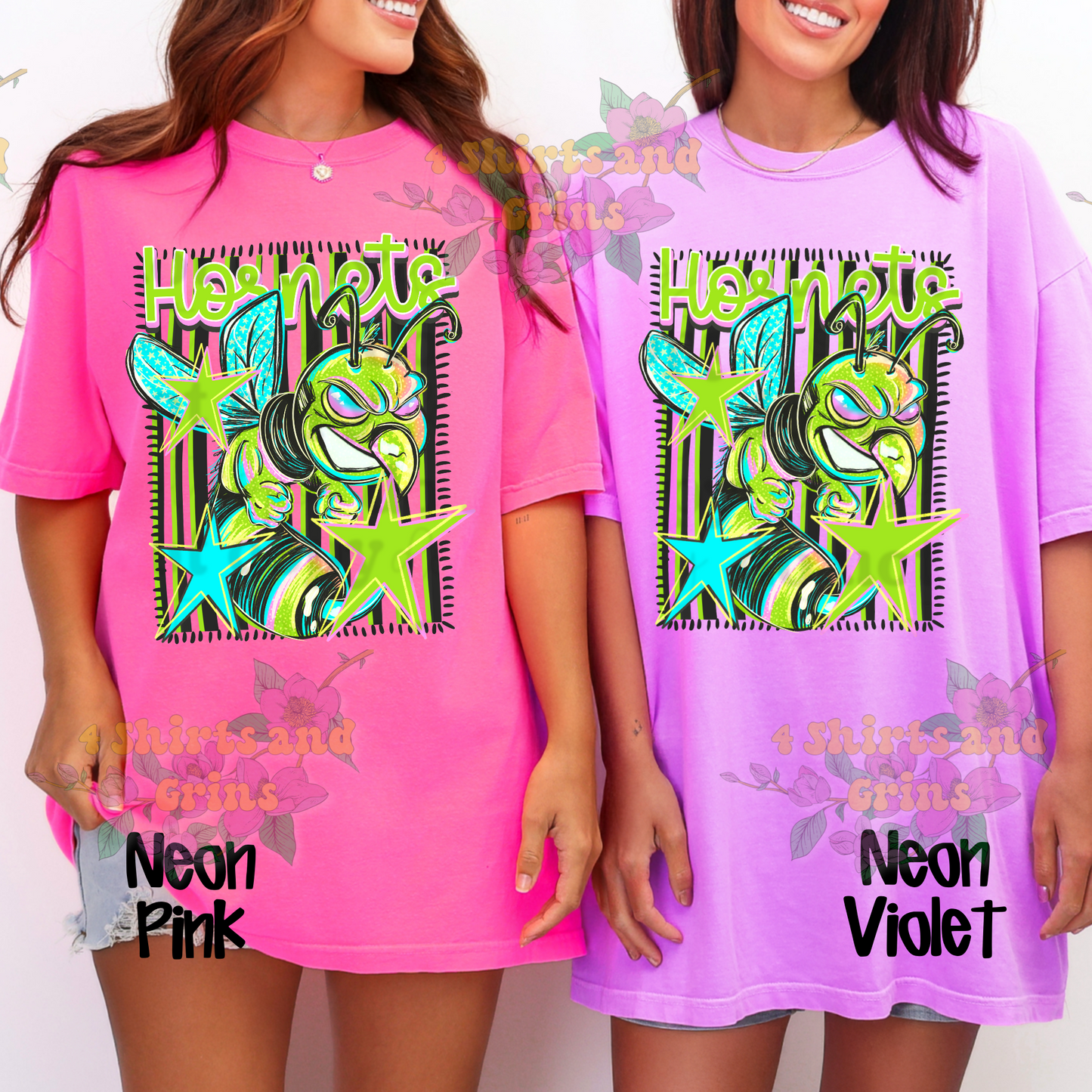 Neon Hornets Spirit Tee – Retro Hornet Graphic Shirt | Comfort Colors