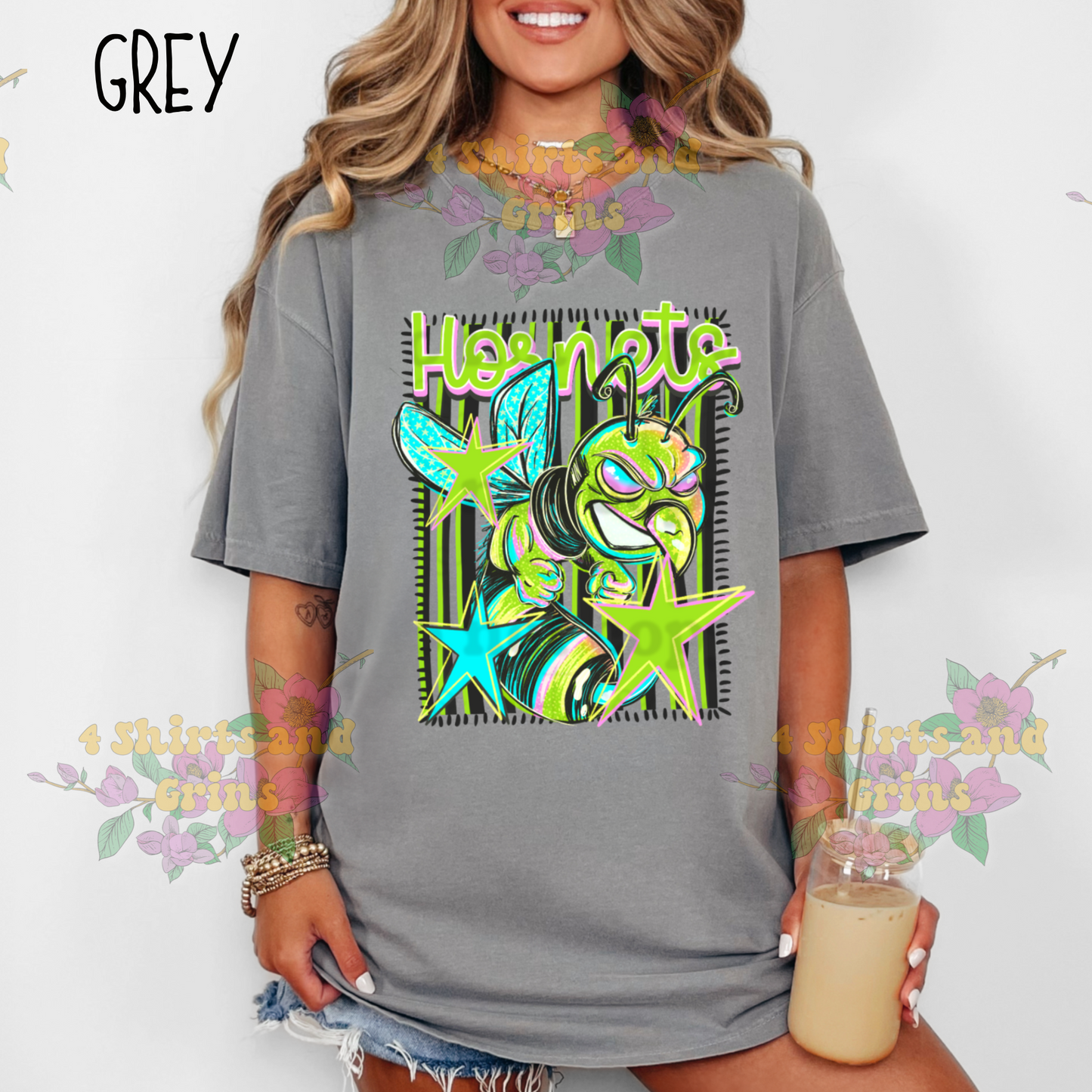 Neon Hornets Spirit Tee – Retro Hornet Graphic Shirt | Comfort Colors