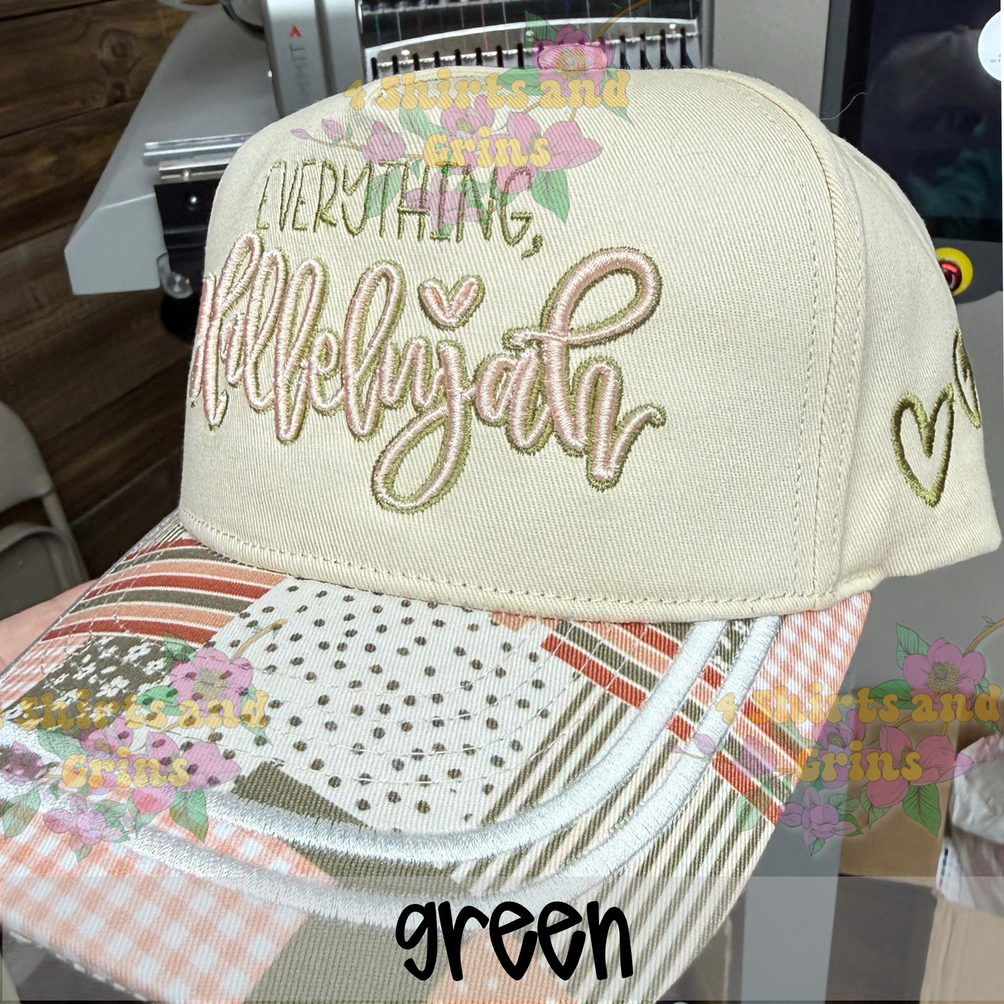 Everything Hallelujah Embroidered Patchwork Trucker Hat