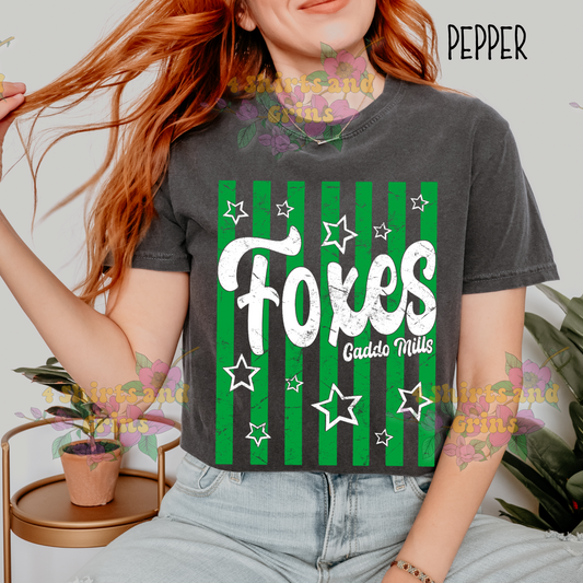 Striped Foxes Spirit Tee – Caddo Mills Foxes Graphic Shirt