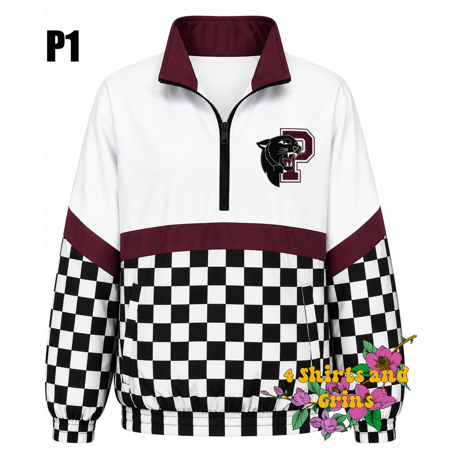 Custom Spirit Jacket Preorder | Personalized Checkerboard or Leopard Quarter Zip Pullover | Youth & Adult Sizes