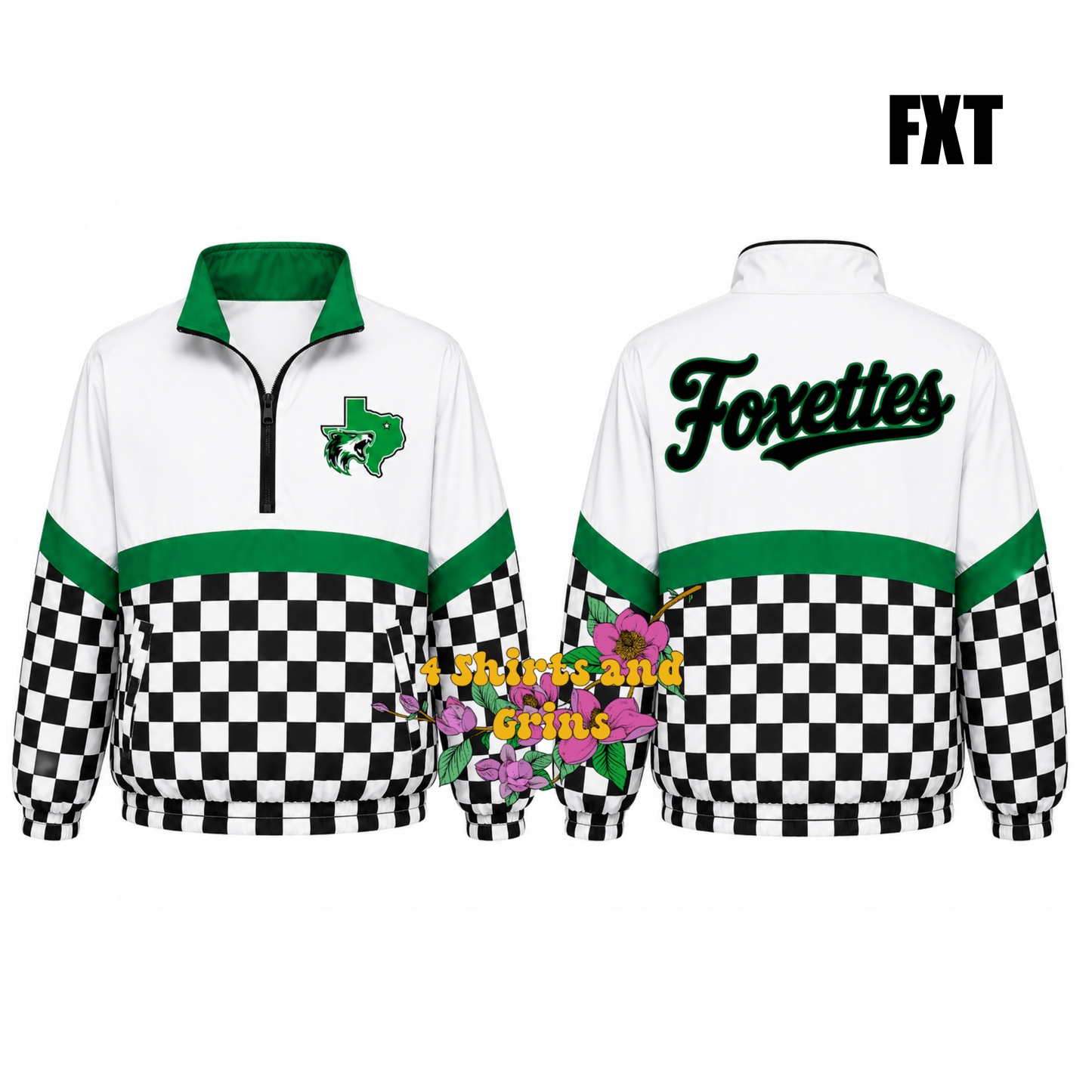 Custom Spirit Jacket Preorder | Personalized Checkerboard or Leopard Quarter Zip Pullover | Youth & Adult Sizes