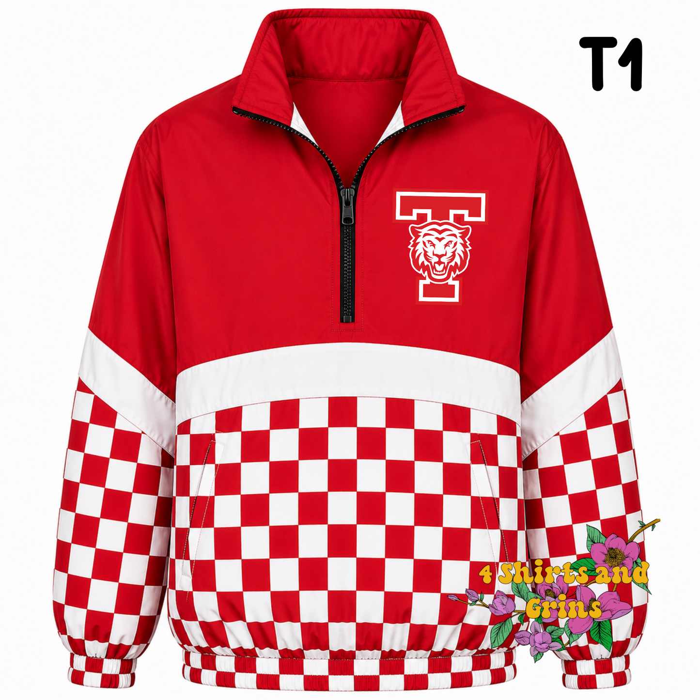 Custom Spirit Jacket Preorder | Personalized Checkerboard or Leopard Quarter Zip Pullover | Youth & Adult Sizes