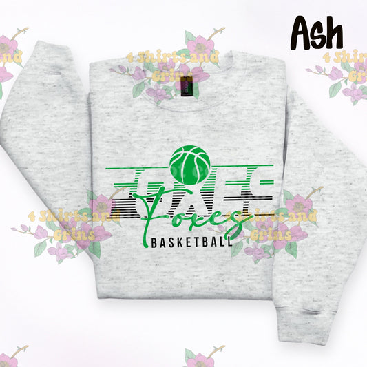 Foxes Basketball Script Lines Shirt – Youth & Adult T-Shirt, Long Sleeve, Sweatshirt, or Hoodie