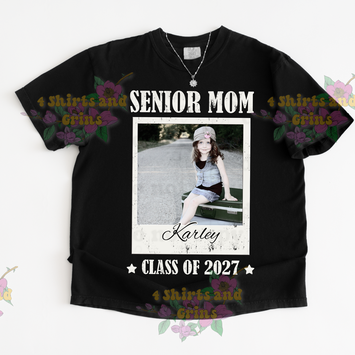Custom Senior Mom Photo Shirt | Personalized Senior 2027 Tee | Senior Dad, Grandma & Family Graduation Shirt
