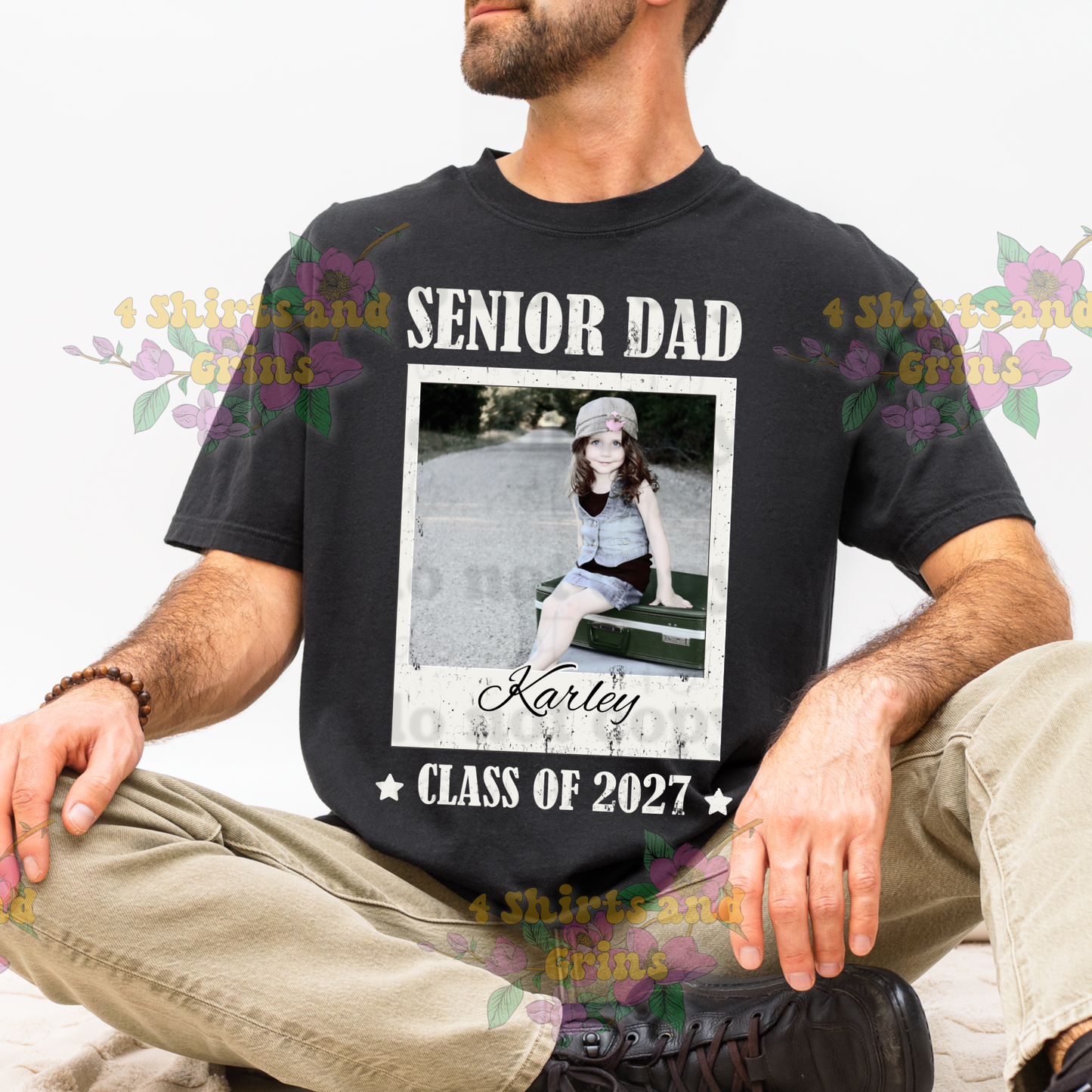 Custom Senior Mom Photo Shirt | Personalized Senior 2027 Tee | Senior Dad, Grandma & Family Graduation Shirt