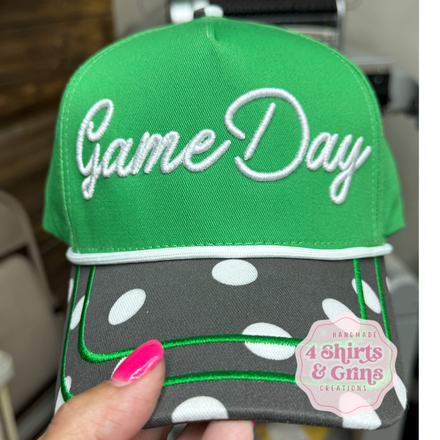 Custom Game Day Puff Embroidered Polka Dot Hat | Personalized Team Spirit Cap