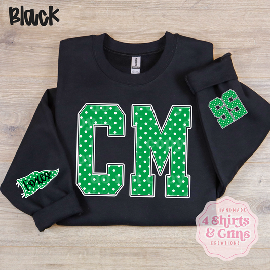 Custom Polka Dot Varsity Spirit Shirt | Personalized Letter, Mascot & Number
