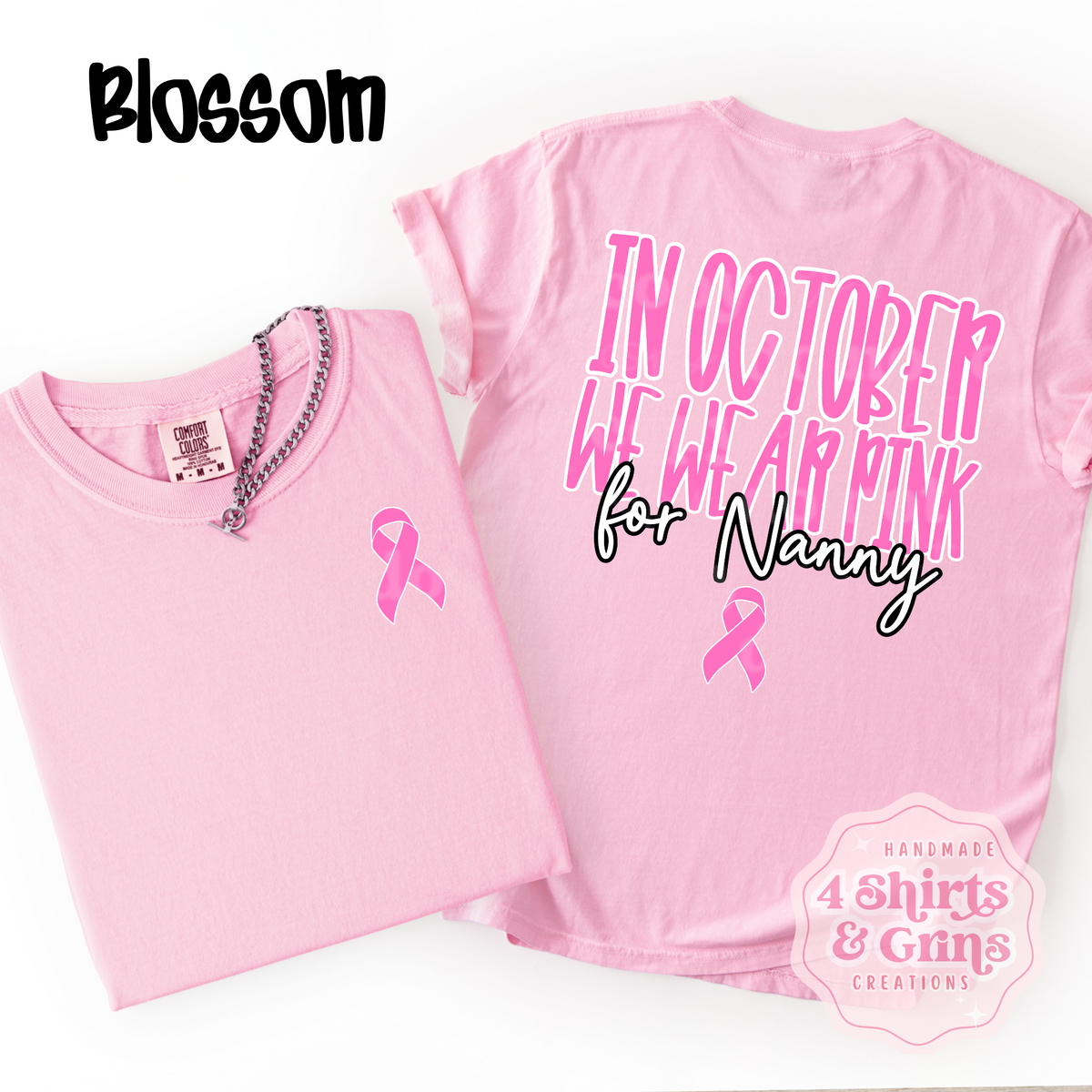 Custom In October We Wear Pink Breast Cancer Awareness Shirt