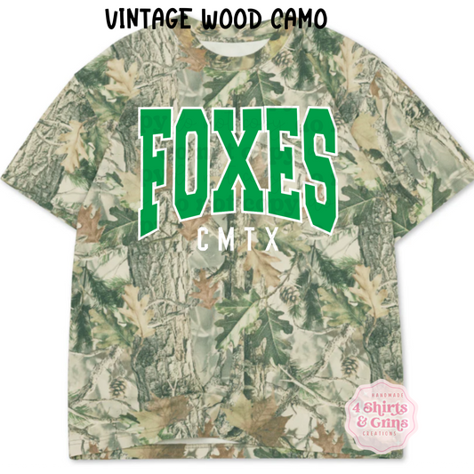 Custom Vintage Camo & Leopard Oversized Boxy Tee