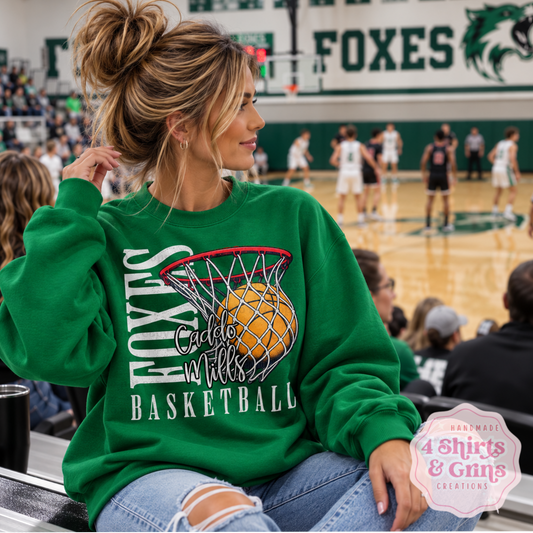 Caddo Mills Foxes Basketball Shirt | Comfort Colors Tee, Long Sleeve or Sweatshirt
