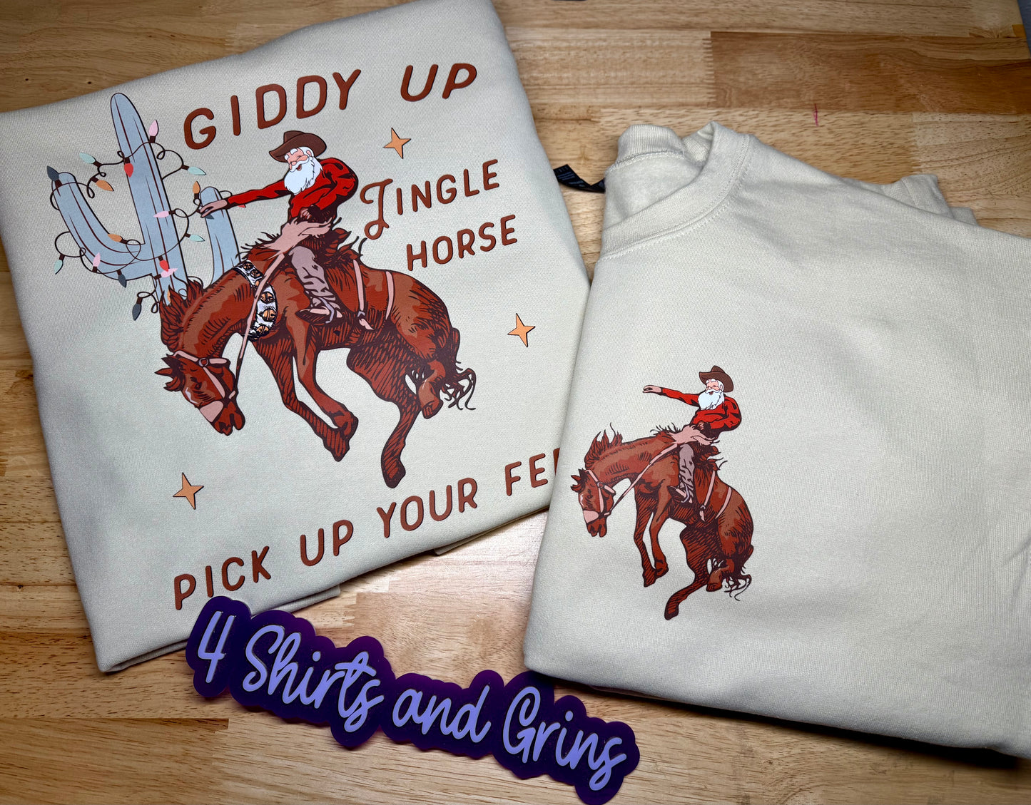Giddy Up Jingle Horse Sand Sweatshirt