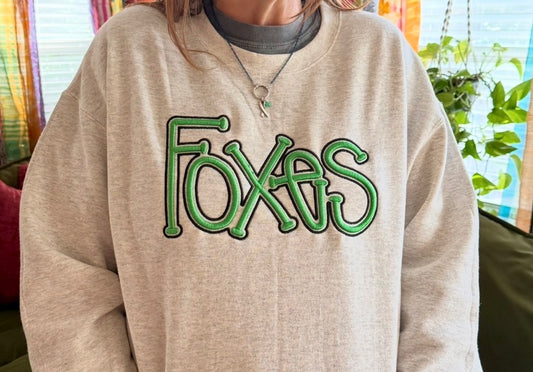 3D Puff Embroidered Foxes Crewneck Sweatshirt