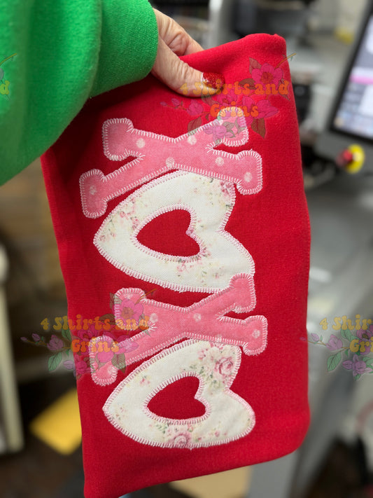 XOXO Embroidered Valentine Shirt or Sweatshirt