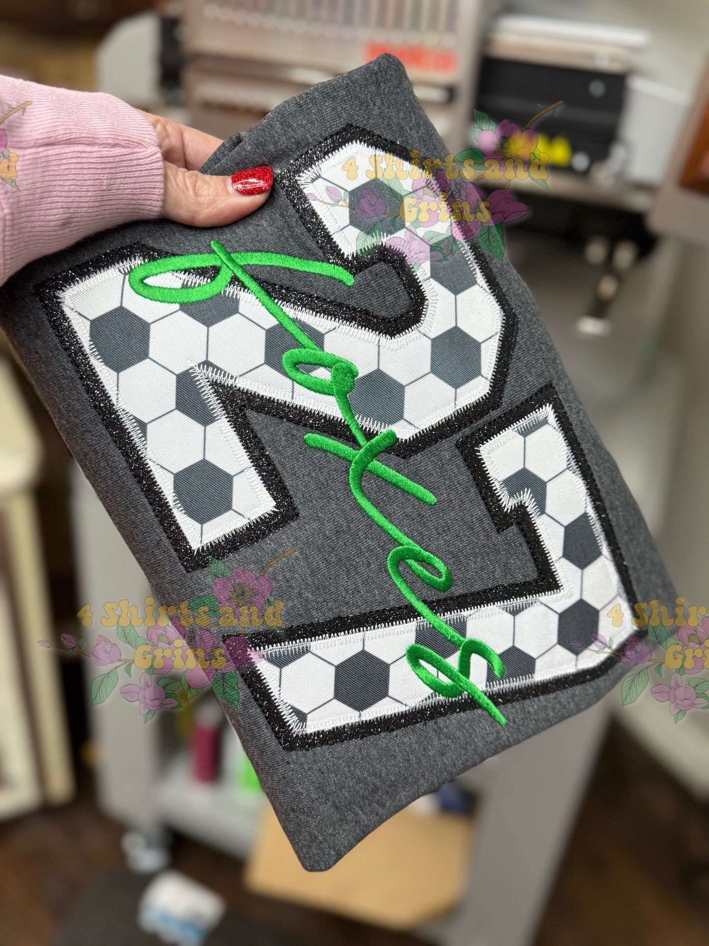 Custom Soccer Double Appliqué Embroidered Sweatshirt