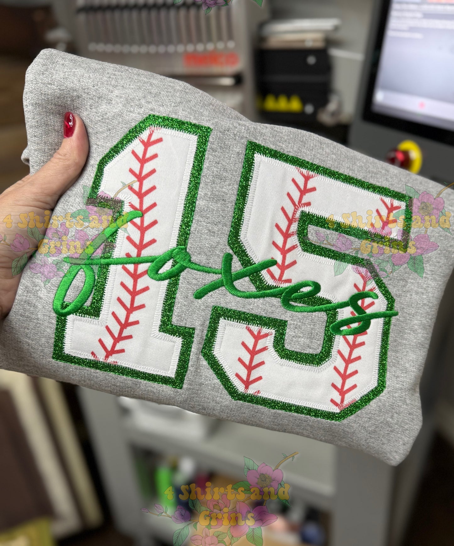 Custom Baseball Double Appliqué Embroidered Sweatshirt