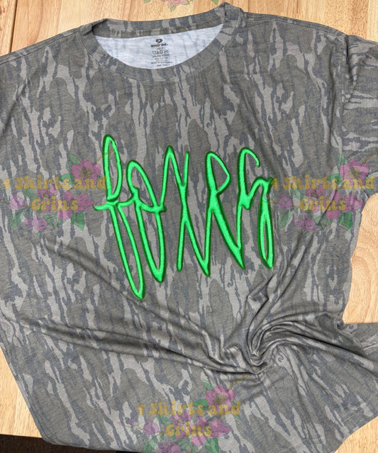 Custom Metallic Puff Word Tee | Mossy Oak® Bottomland | Unisex S–2XL