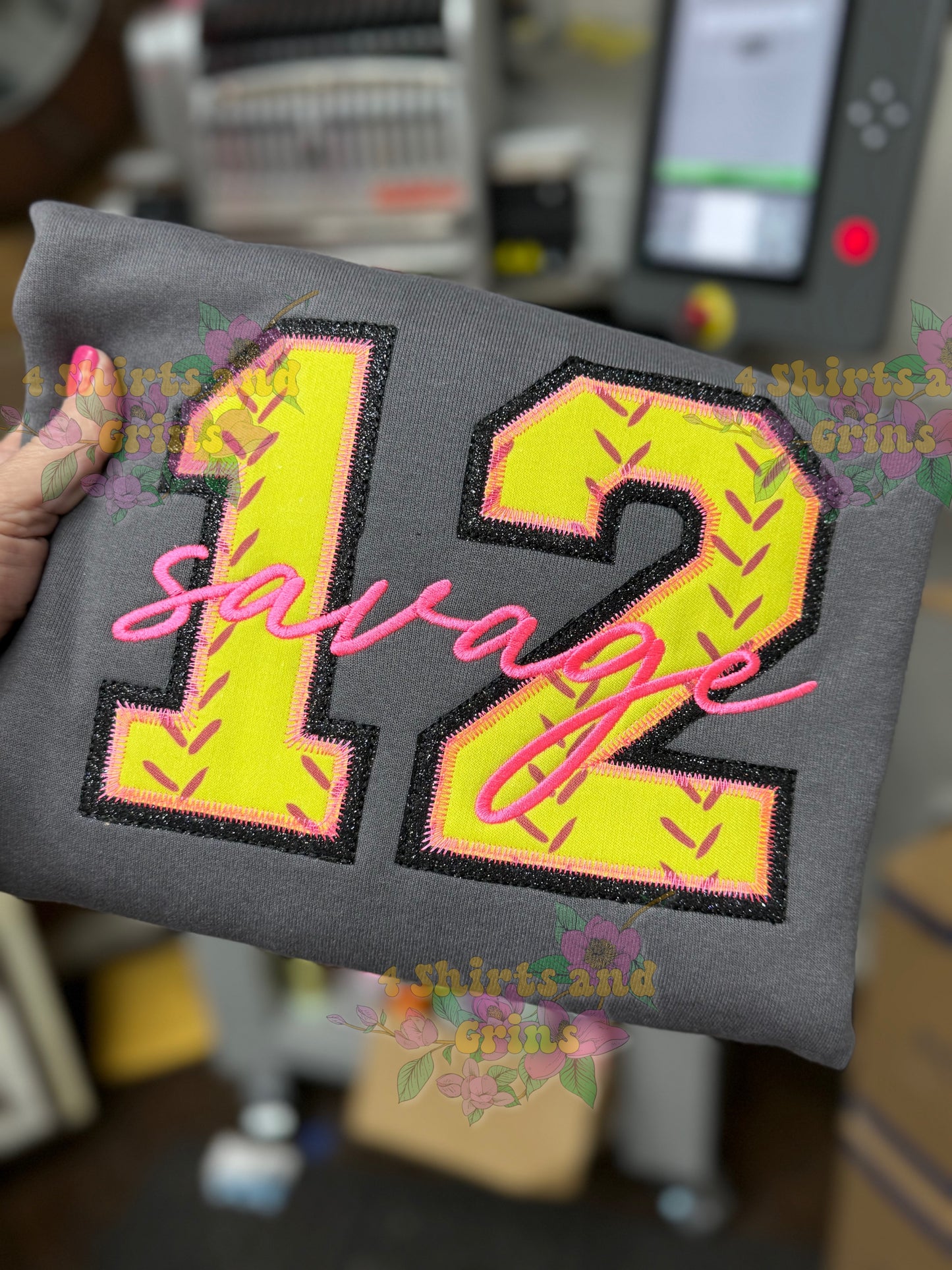 Custom Softball Double Appliqué Embroidered T-Shirt