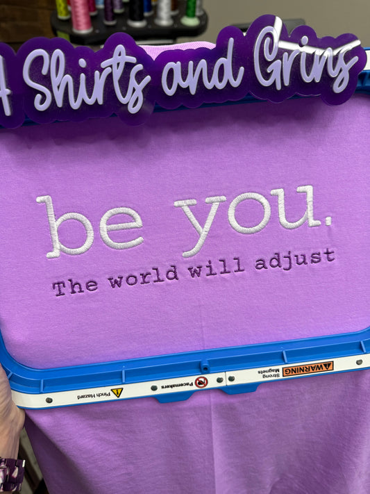 Be You Embroidered Comfort Colors T-Shirt | Neon Purple Graphic Tee | Inspirational Shirt