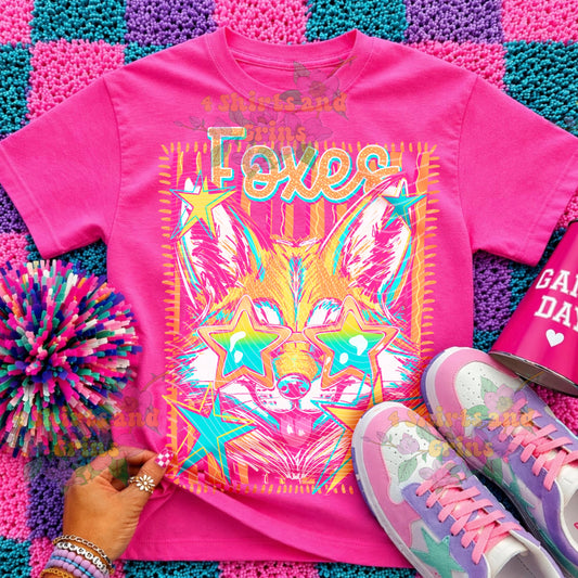 Neon Star Fox Tee – Retro Fox Graphic Shirt | Comfort Colors | Youth & Adult Sizes