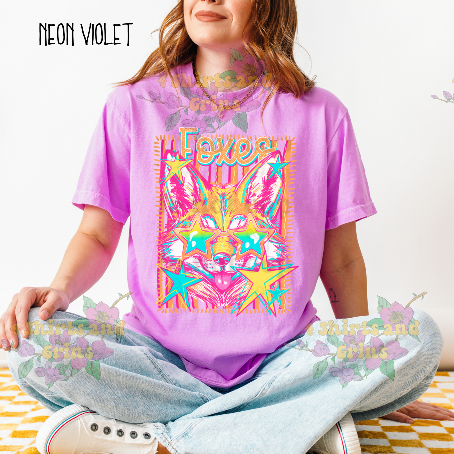 Neon Star Fox Tee – Retro Fox Graphic Shirt | Comfort Colors | Youth & Adult Sizes
