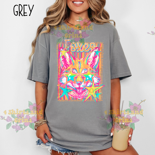 Neon Star Fox Tee – Retro Fox Graphic Shirt | Comfort Colors | Youth & Adult Sizes