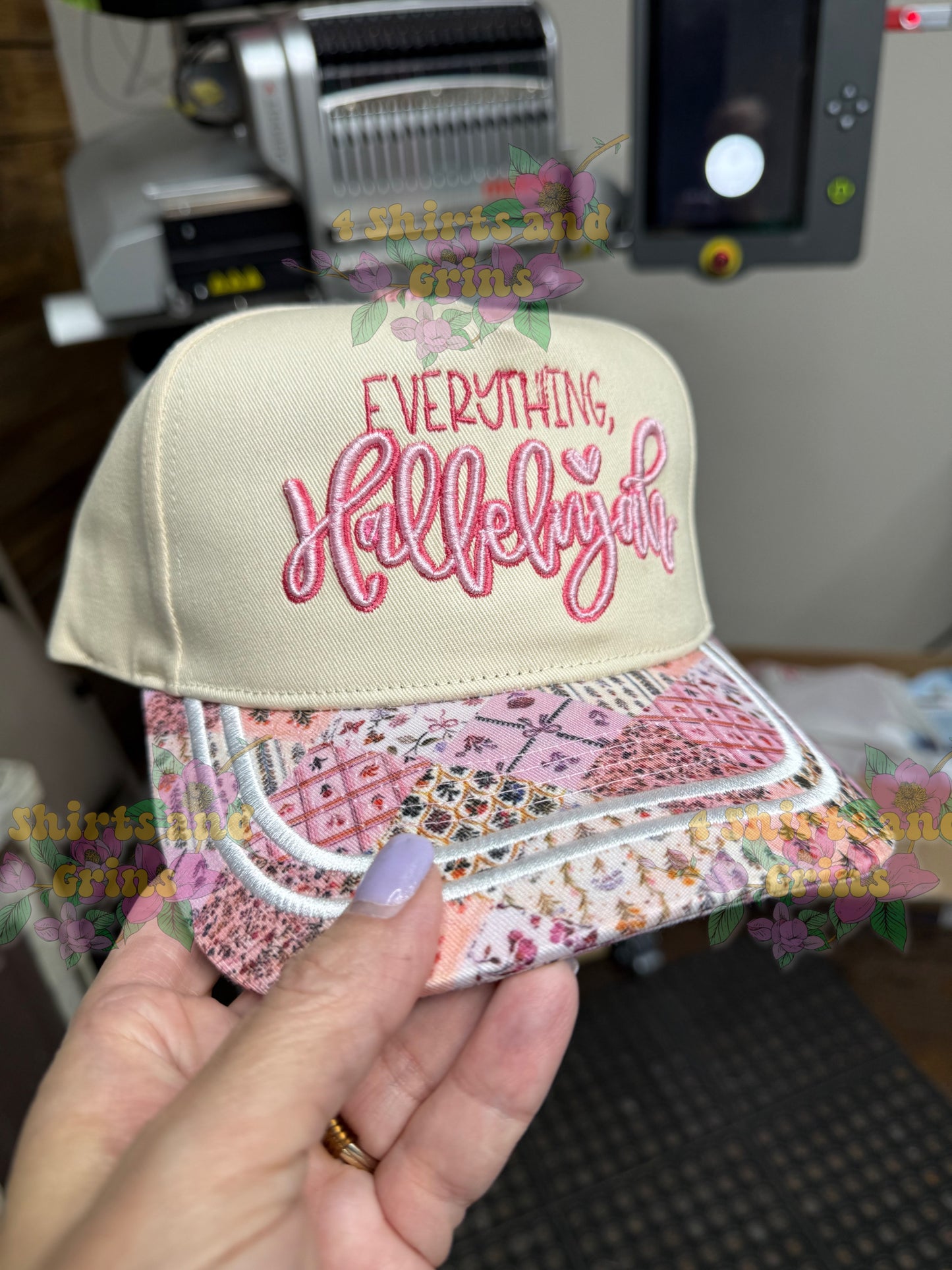 Everything Hallelujah Embroidered Patchwork Trucker Hat