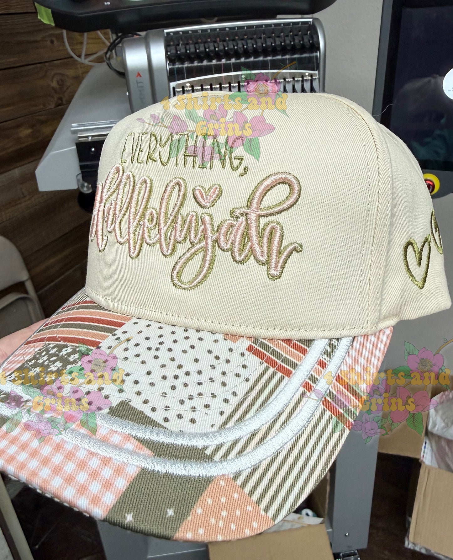 Everything Hallelujah Embroidered Patchwork Trucker Hat
