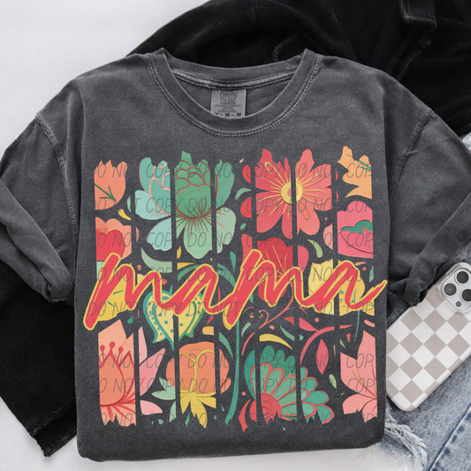 Boho Mama Graphic Tee | Comfort Colors Pepper Shirt | Vintage Floral Mama T-Shirt