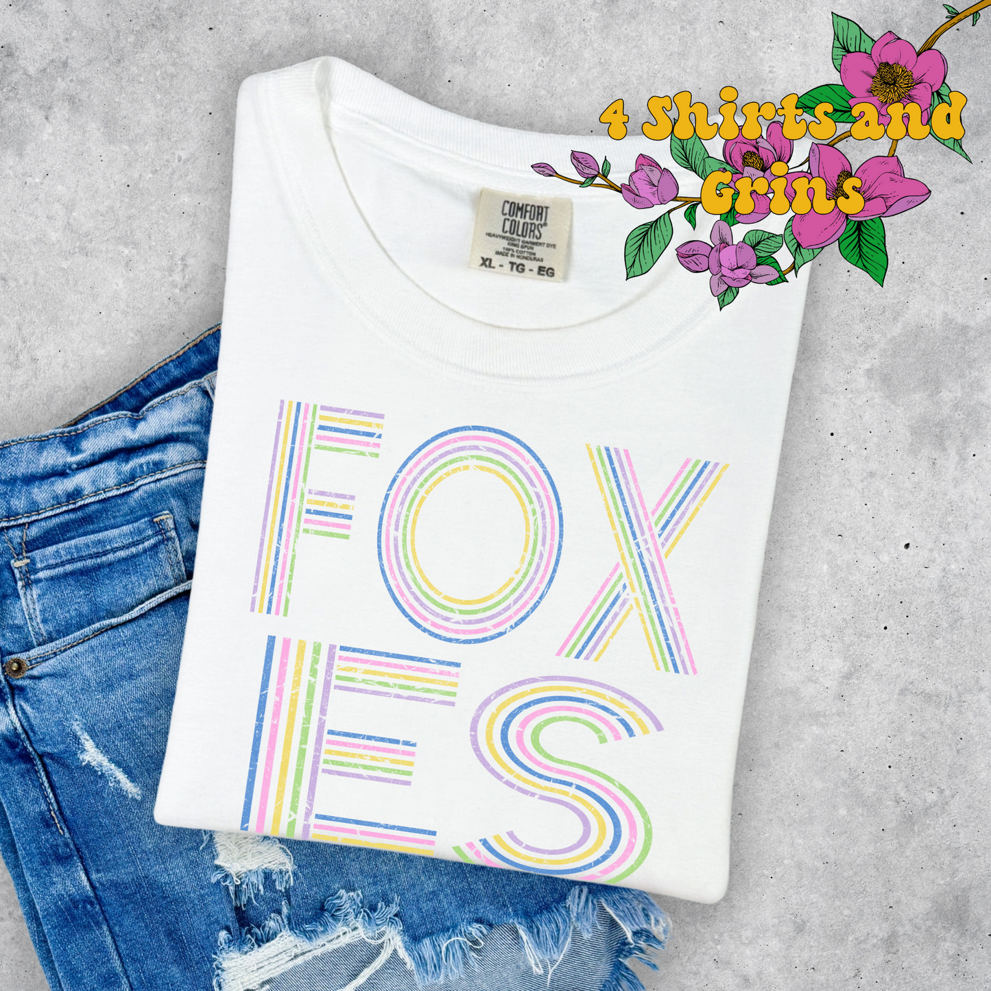 Retro Pastel Foxes Tee