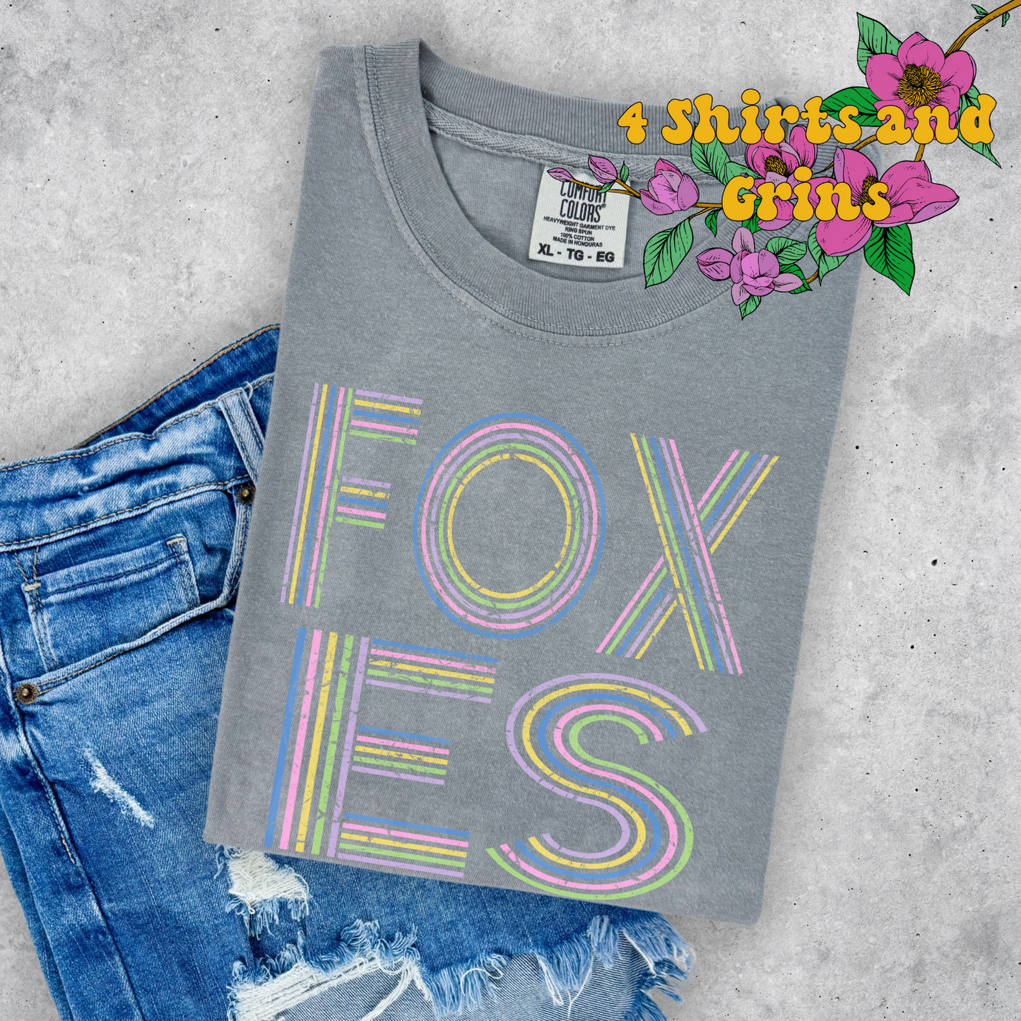 Retro Pastel Foxes Tee